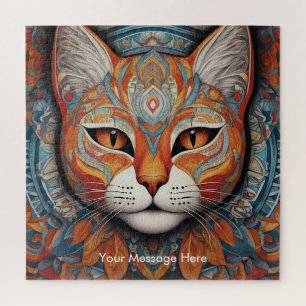 Mystic Boho Feline Cat Mandala Puzzle