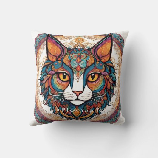 Mystic Boho Feline Mandala Kissen (Rückseite)