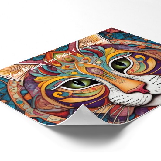Mystic Boho Feline Mandala Poster (Ecke)