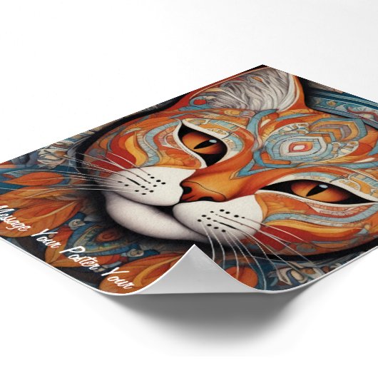 Mystic Boho Feline Mandala Poster (Ecke)