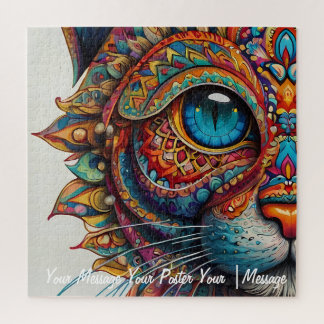 Mystic Boho Feline Mandala Puzzle