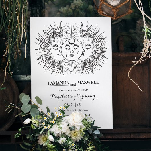 Mystic Boho Moon & Sun Celestial Handfasting Einladung