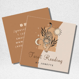 Mystic Boho Tiger Celestial Energy Healer Tarot Quadratische Visitenkarte