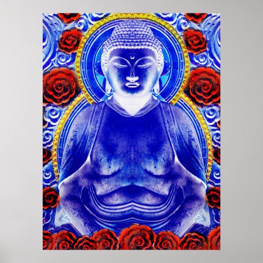 Mystic Buddha - Cool Blue & Red Tones Poster (Vorne)