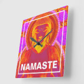 Mystic Buddha  - Pink & Orange Quadratische Wanduhr (Winkel)