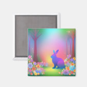 Mystic Bunny in Spring Forest Magnet (Vorderseite/Rückseite)