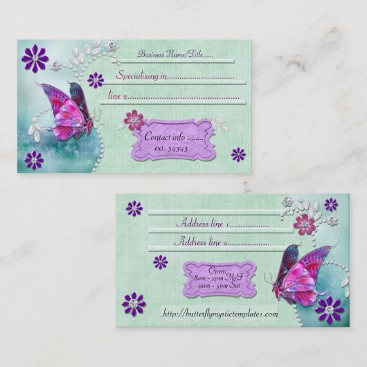 Mystic Butterfly 1 Jewelen Visitenkarte (Vorne/Hinten)