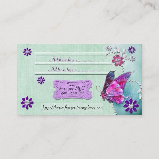Mystic Butterfly 1 Jewelen Visitenkarte (Rückseite)