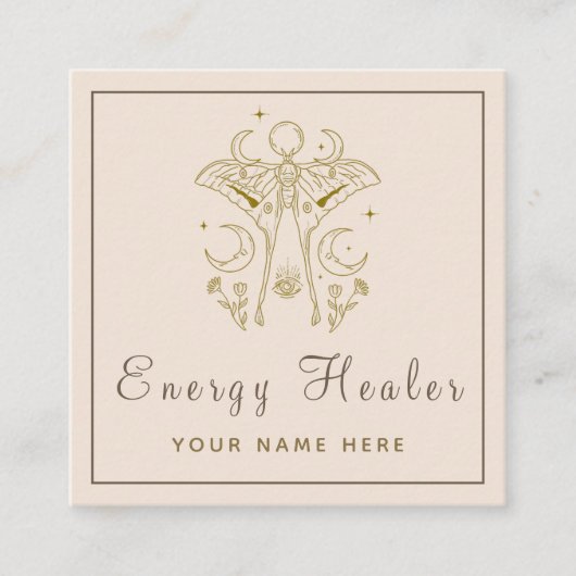 Mystic Butterfly Energy Healer Quadratische Visitenkarte (Vorderseite)