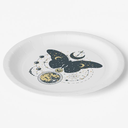 Mystic Butterfly & Sky Paper Plate Pappteller (Schrägansicht)