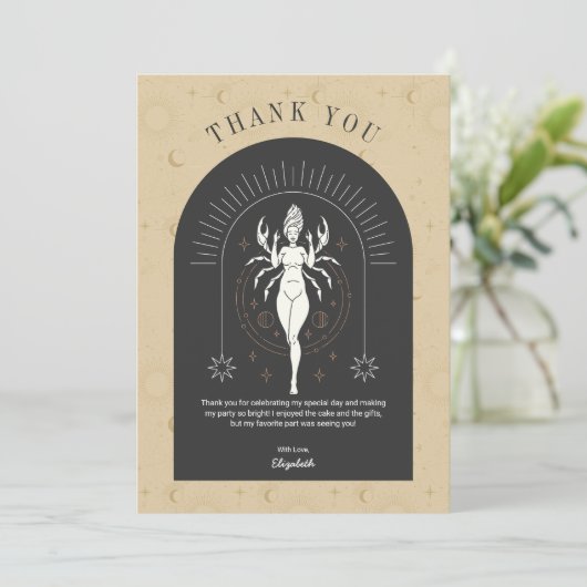 Mystic Cancer Zodiac Arch Danke Karte (Stehend Vorderseite)