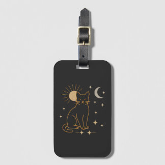 Mystic Cat Luggage Tag – Minimalist Celestial Line Gepäckanhänger