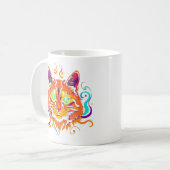 Mystic Cat – Neonfarbene Katze Kaffeetasse (Vorderseite Links)