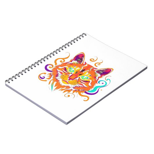 Mystic Cat – Neonfarbene Katze Notizblock (Linke Seite)