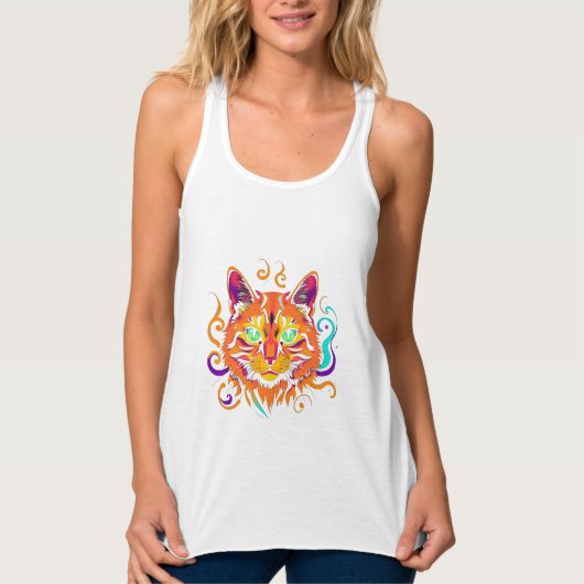 Mystic Cat – Neonfarbene Katze Tank Top (Vorderseite)