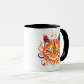 Mystic Cat – Neonfarbene Katze Tasse (VorderseiteRechts)