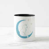 Mystic Cat on Blue Moon Night Sky Tasse (Zentrum)