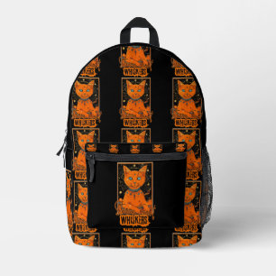 Mystic Cat & Tarot   Orange Feline Art Bedruckter Rucksack