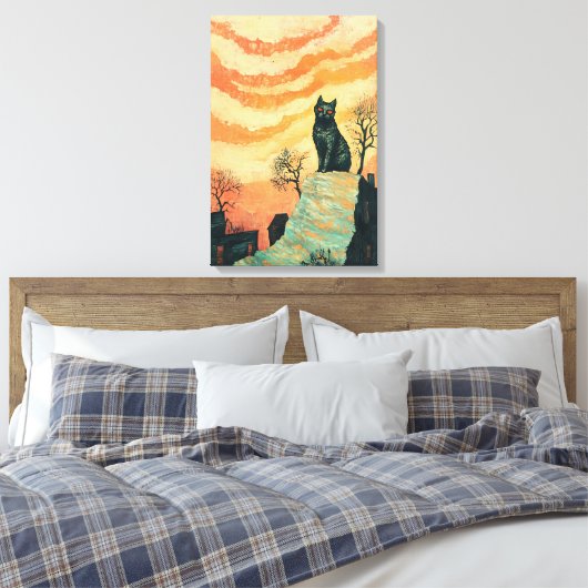 Mystic Cat - Vintag Sunset Art Leinwanddruck (Insitu (Schlafzimmer))