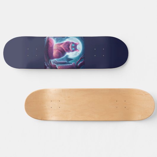 Mystic Celtic Fluffy Cat Skateboard (Horizontal)