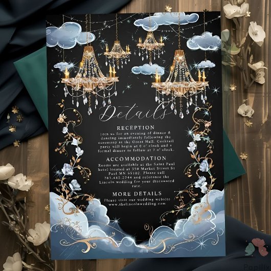 Mystic Clouds Opulent Chandelier Wedding Begleitkarte