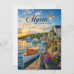Mystic, Connecticut Hafen-Sonnenuntergang Dankeskarte