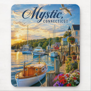 Mystic, Connecticut Hafen-Sonnenuntergang Mousepad