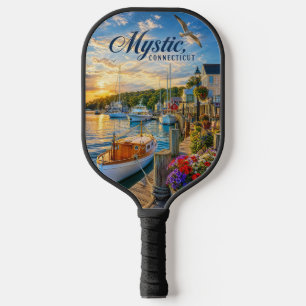 Mystic, Connecticut Hafen Sonnenuntergang Pickleball Schläger