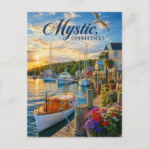 Mystic, Connecticut Hafen-Sonnenuntergang Postkarte