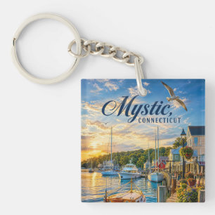 Mystic, Connecticut Hafen Sonnenuntergang Schlüsselanhänger