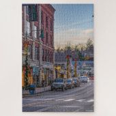 Mystic, Connecticut in Dusk am Erntedank Eve Puzzle (Vertikal)