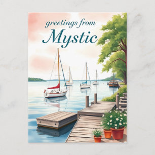 Mystic, Connecticut – Wasserfront & Segelboote Postkarte