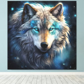Mystic Cosmic Wolf Canvas Art Leinwanddruck (Insitu (Holzboden))