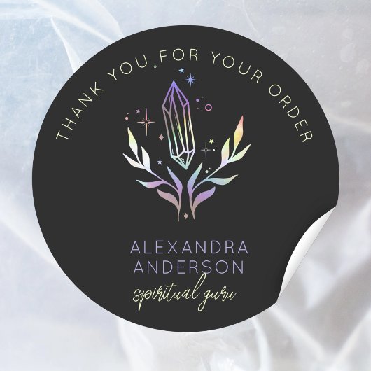 Mystic Crystals Holographic Glitzer Spirituell Runder Aufkleber