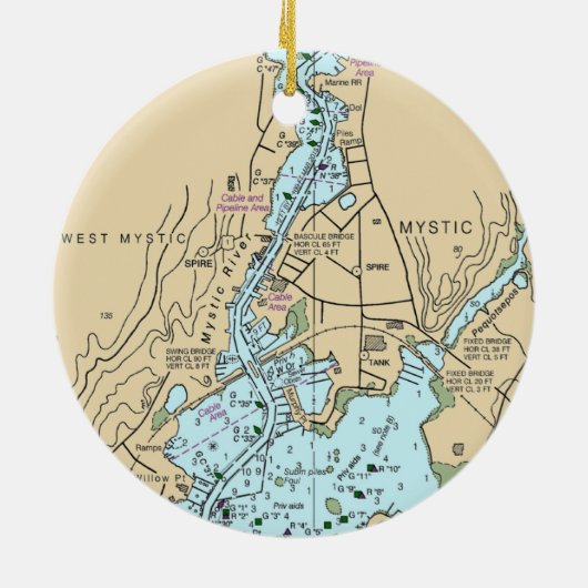 Mystic CT Chart Keramik Ornament (Hinten)