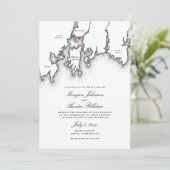 Mystic CT Map Elegant Black and White Wedding Einladung (Stehend Vorderseite)
