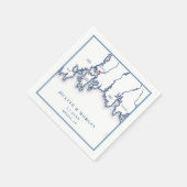 Mystic CT Map Elegant Navy Blue Wedding Serviette (Ecke)