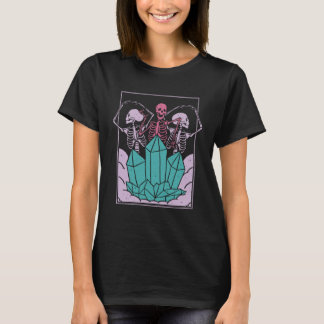 Mystic Dancing Skeleton Witchy Celestial Crystal P T-Shirt