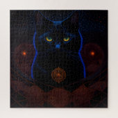 Mystic Dark Celestial Black Cat Fantasy Art Puzzle (Vertikal)