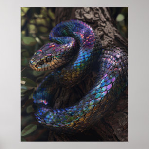 Mystic Dark Rainbow Iridescent Viper Coiled Post Poster