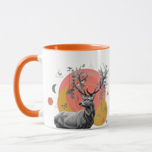 Mystic Deer Collage - Boho Nature Art with Geometr Tasse (Links)