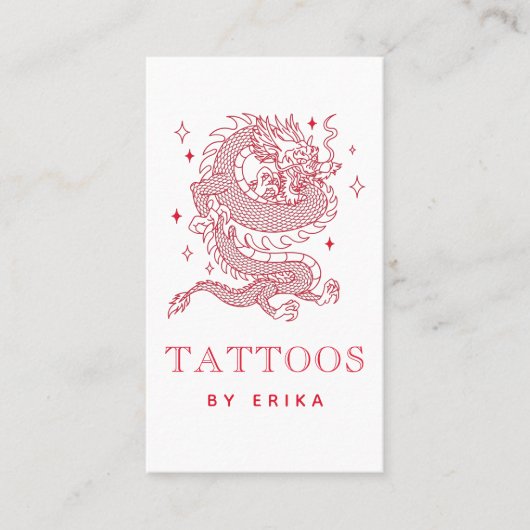 Mystic Dragon Red Creature Tattoo Artist Modern Visitenkarte (Vorderseite)