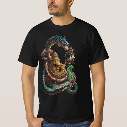 Mystic Dragon & Temple T-Shirt – Bold Fantasy Art (Vorderseite)