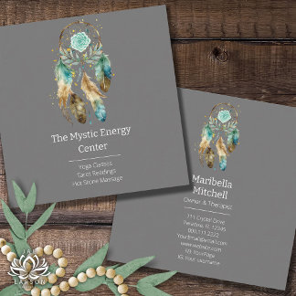 Mystic Dreamcatcher Spirituelle Metaphysische Yoga Quadratische Visitenkarte