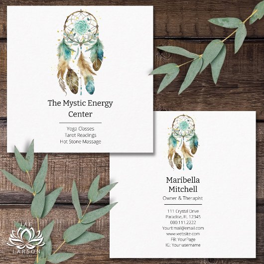 Mystic Dreamcatcher Spirituelle Metaphysische Yoga Quadratische Visitenkarte