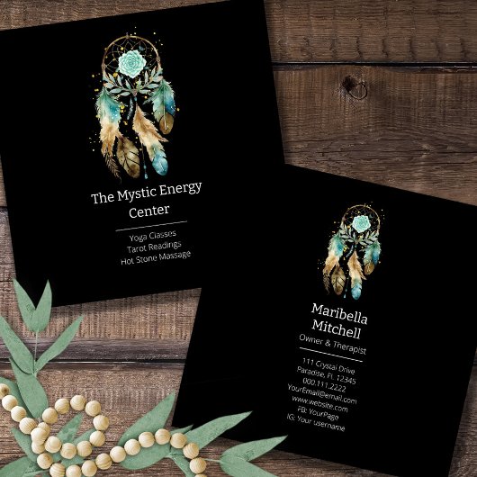 Mystic Dreamcatcher Spirituelle Metaphysische Yoga Quadratische Visitenkarte