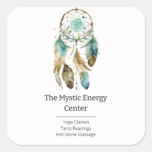 Mystic Dreamcatcher Spirituelle Metaphysische Yoga Quadratischer Aufkleber
