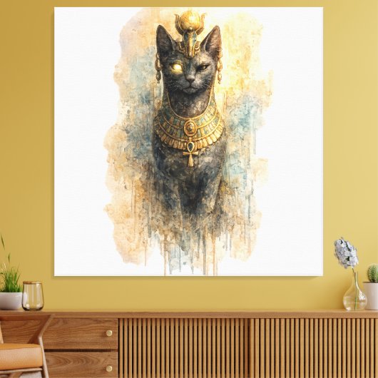 Mystic Egyptian Cat Ancient Inspired Artistic Leinwanddruck (Insitu (Wohnzimmer))