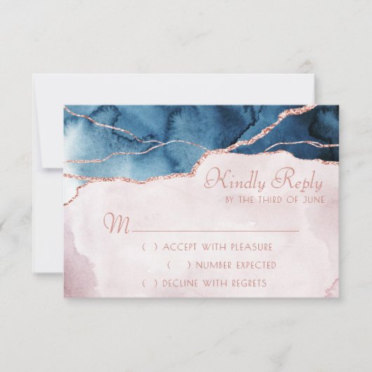 Mystic Elegance | Aquamarin Blue Mauve Blush Pink RSVP Karte (Vorderseite)