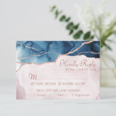 Mystic Elegance | Aquamarin Blue Pink Agate Entree RSVP Karte (Stehend Vorderseite)